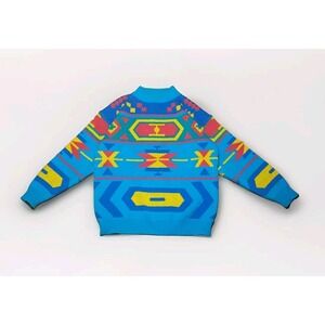 VTG 80s The Cube Knit Sweater Size Medium Aztec Bold‎ Bright Color Block *Read*